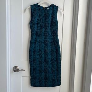 Clavin Klein Teal Snake-print Bodycon Dress